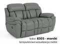 sofa 2-osobowa skórzana z funkcją relax w kolorze morski
