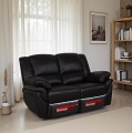 Sofa 2-osobowa skórzana Alabama w kolorze ciemny brąz z funkcją relax na tle eleganckiego salonu.