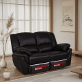 Sofa 2-osobowa skórzana Alabama w kolorze ciemny brąz z funkcją relax na tle eleganckiego salonu.