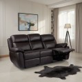 Sofa Skórzana 3-osobowa Alabama Bis z funkcją relax w kolorze ciemny brąz, na tle eleganckiego salonu.