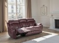 Sofa 3-osobowa Boston z funkcją relax, skórzana, w kolorze burgund, na tle eleganckiego salonu.