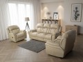 Meble skórzane wypoczynkowe 3+1+1 Boston z funkcją relaks w kolorze cappuccino (2469) na tle eleganckiego salonu