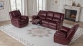 Komplet mebli skórzanych Alabama 3+1+1 z funkcją relaks w kolorze burgund na tle eleganckiego salonu