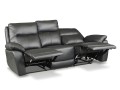 Wygodna sofa skórzana do salonu prezentująca rozkładanie mechanizmów relaks, czarny kolor, 113
