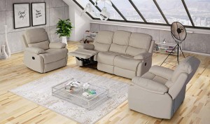 Skórzany zestaw wypoczynkowy 3+1+1 z funkcją relax Portland