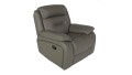 Fotel ze skóry Denver firmy Bostonsofa - model relax bujano-obrotowy z blokadą bujania; kolor szary