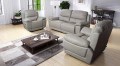 Zestaw mebli skórzanych Montana 3+1+1 z funkcją relaks w kolorze popielaty (3856) na tle eleganckiego salonu