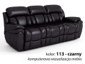 3-osobowa sofa skórzana Boston z funkcją relax kolor czarny 113