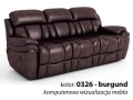 3-osobowa sofa skórzana Boston z funkcją relax kolor burgund 0326