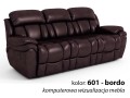 3-osobowa sofa skórzana Boston z funkcją relax kolor bordo 601