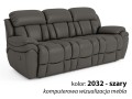 3-osobowa sofa skórzana Boston z funkcją relax kolor szary 2032