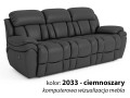3-osobowa sofa skórzana Boston z funkcją relax kolor ciemnoszary 2033