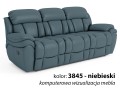 3-osobowa sofa skórzana Boston z funkcją relax kolor niebieski 3845