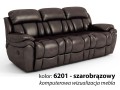 3-osobowa sofa skórzana Boston z funkcją relax kolor szarobrązowy 6201