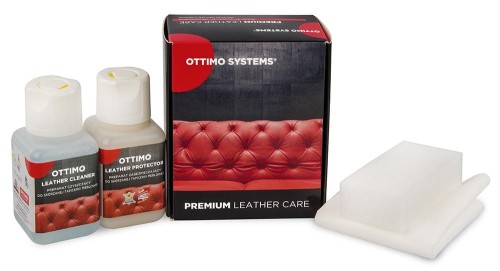 Zestaw środków do czyszczenia i pielęgnacji tapicerki skórzanej marki Ottimo, Leather Cleaner 100ml i Leather Protector 100ml