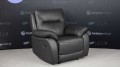 Skórzany fotel, funkcja relax, bujany, obrotowy, kolor czarny 113