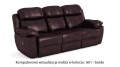 Sofa skórzana wypoczynkowa 3-osobowa Alabama Bis z funkcją relaks w kolorze bordo (601)