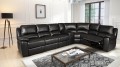 nowoczesny skórzany narożnik z funkcją relax - model Home Cinema, kolor czarny 113