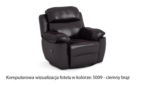 fotel relaksacyjny Alabama Bis z bujaniem, blokadą i obrotową podstawą. Kolor ciemny brąz 5009
