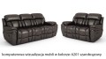 komplet wypoczynków skórzanych Boston 3+2 z funkcją relax w kolorze szarobrązowy