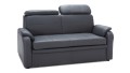 Rozkładana skórzana sofa z funkcją spania oraz regulowanymi zagłówkami