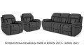 Komplet skórzanych mebli wypoczynkowych Boston 3+1+1 z funkcją relax w kolorze ciemno szary