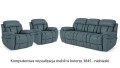 Komplet skórzanych mebli wypoczynkowych Boston 3+1+1 z funkcją relax w kolorze niebieski
