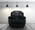 Skórzany fotel NEVADA z funkcją relaksu, bujania i obrotu firmy Bostonsofa; kolor czarny