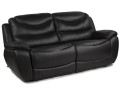 Wygodna czarna sofa skórzana z funkcjami relax, model Nevada