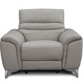 Nowoczesny szary fotel skórzany z elektryczną funkcją relax - Miami.