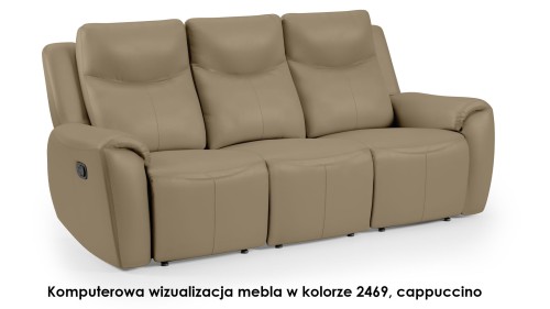 sofa ze skóry naturalnej Philadelphia, widok z przodu, kolor cappucciono 2469,