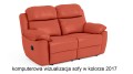 Sofa skórzana 2-osobowa Alabama Bis z wypoczynkową funkcją relaks w kolorze cegła (2017)