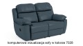 Sofa skórzana 2-osobowa Alabama Bis z wypoczynkową funkcją relaks w kolorze granatowy (7028)