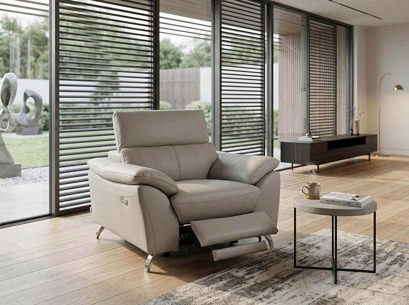 Elektryczny fotel relaksacyjny w nowoczesnym salonie