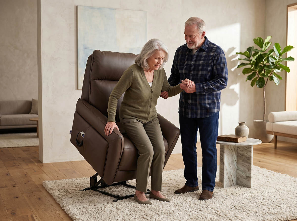 Fotel Nebraska z funkcją wspomagania wstawania dla seniorów